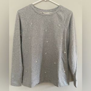 Loft • Women’s Crewneck with Pearl & Rhinestone Embellishments